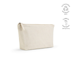 Recycled cotton wash bag with spacious compartment 320 g/m² natural colour