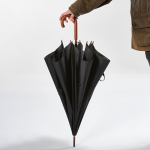 Elegant wooden umbrella with automatic windproof opening ø122 black colour ambient view