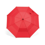 Recycled plastic storm umbrella with straight handle ø100 red colour front view