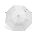 Recycled plastic storm umbrella with straight handle ø100 white colour front view