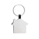 Budget metal house-shaped keyring for events silver colour third view