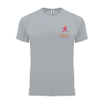 Men’s 100% polyester technical t-shirt, 135 g/m², Roly grey colour screen printing view