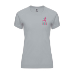 Women’s 100% polyester technical t-shirt, 135 g/m², Roly grey colour screen printing view