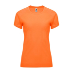 Women’s 100% polyester technical t-shirt, 135 g/m², Roly neon orange colour