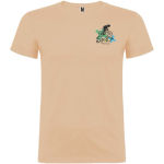 Men’s 100% cotton jersey branded t-shirt, 155 g/m², Roly Beagle beige colour screen printing view