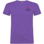 Men’s 100% cotton jersey branded t-shirt, 155 g/m², Roly Beagle violet colour screen printing view