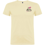 Men’s 100% cotton jersey branded t-shirt, 155 g/m², Roly Beagle pastel yellow colour screen printing view