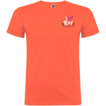 Men’s 100% cotton jersey branded t-shirt, 155 g/m², Roly Beagle pastel orange colour screen printing view