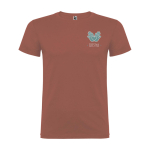 Men’s 100% cotton jersey branded t-shirt, 155 g/m², Roly Beagle mahogany colour screen printing view