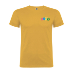 Men’s 100% cotton jersey branded t-shirt, 155 g/m², Roly Beagle dark yellow colour screen printing view