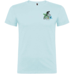 Men’s 100% cotton jersey branded t-shirt, 155 g/m², Roly Beagle pastel blue colour screen printing view