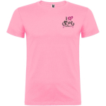 Men’s 100% cotton jersey branded t-shirt, 155 g/m², Roly Beagle pastel pink colour screen printing view