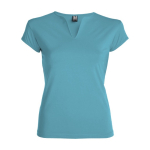 Women’s v-neck cotton t-shirt, 200 g/m², Roly turquoise colour
