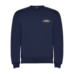 Children’s cotton and polyester jersey sweater, 280 g/m², Roly navy-blue colour screen printing view