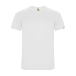 Children’s technical t-shirt with 50% recycled polyester, 135 g/m², Roly white colour