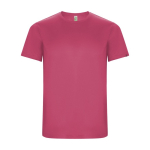 Children’s technical t-shirt with 50% recycled polyester, 135 g/m², Roly neon fuchsia colour