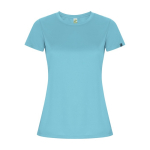 Women’s technical t-shirt with 50% recycled polyester, 135 g/m², Roly turquoise colour
