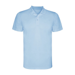 Children’s pique-knit technical polyester polo shirt, 150 g/m², Roly light blue colour