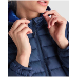 Women’s padded polyester jacket with hood, 290 g/m², Roly taupe colour close-up view 2