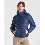 Women’s padded polyester jacket with hood, 290 g/m², Roly taupe colour lifestyle image