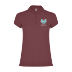 Women’s piqué-knit 100% cotton polo shirt, 200 g/m², Roly marbled red colour
