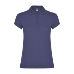 Women’s piqué-knit 100% cotton polo shirt, 200 g/m², Roly denim blue colour