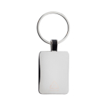 Rectangular keyring in recycled zinc alloy silver colour