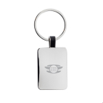 Rectangular keyring in recycled zinc alloy silver colour