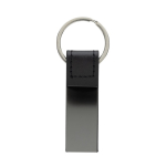 Elegant promotional keyrings in recycled black leather black colour