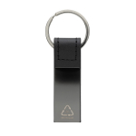 Elegant promotional keyrings in recycled black leather black colour