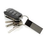Elegant promotional keyrings in recycled black leather black colour
