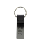 Elegant promotional keyrings in recycled black leather black colour