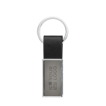 Elegant promotional keyrings in recycled black leather black colour printing view
