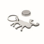 Recycled aluminium keyring and bottle opener in reindeer shape matt silver colour