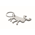 Recycled aluminium keyring and bottle opener in reindeer shape matt silver colour fourth view