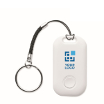 Wireless pocket tracker with carabiner white colour view with print area