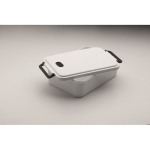 Large recycled PP lunchbox with airtight lid, 2.2L white colour third photographic view