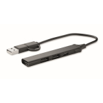 USB hub made from recycled plastic, ideal for events black colour