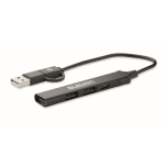 USB hub made from recycled plastic, ideal for events black colour main view