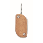 Acacia wood keyring with 7 tools and LED light wood colour second view