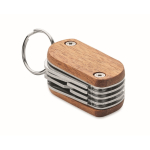 Acacia wood keyring with 7 tools and LED light wood colour third view
