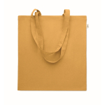 Recycled cotton shopping bag, 140 g/m2 mustard colour
