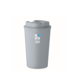 Double-wall cup made from corn, 350ml capacity blue gray colour view with print area