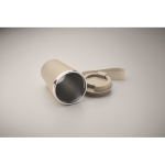 Stainless steel thermal cup with carry strap, 350ml beige colour third photographic view