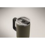 Recycled stainless steel thermal cup with straw, 1.2L dark green colour fourth photographic view