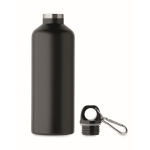 Leak-proof recycled stainless steel bottle with carabiner, 500 ml black colour second view