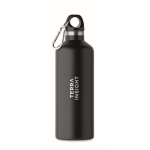 Leak-proof recycled stainless steel bottle with carabiner, 500 ml black colour main view