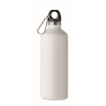 Leak-proof recycled stainless steel bottle with carabiner, 500 ml white colour