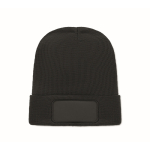Unisex RPET polyester beanie with patch black colour