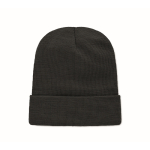 Unisex RPET polyester beanie with patch black colour second view